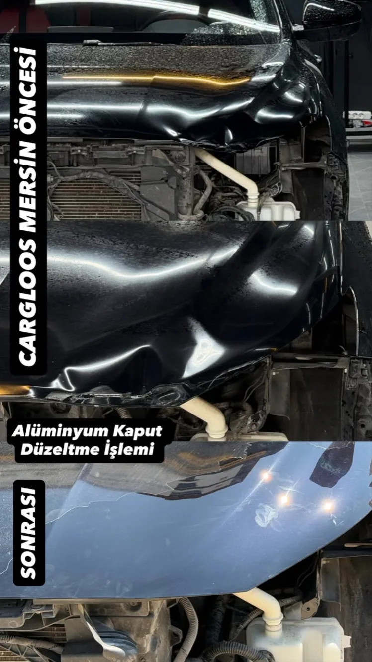 Alüminyum kaput düzeltme: öncesi ve sonrası